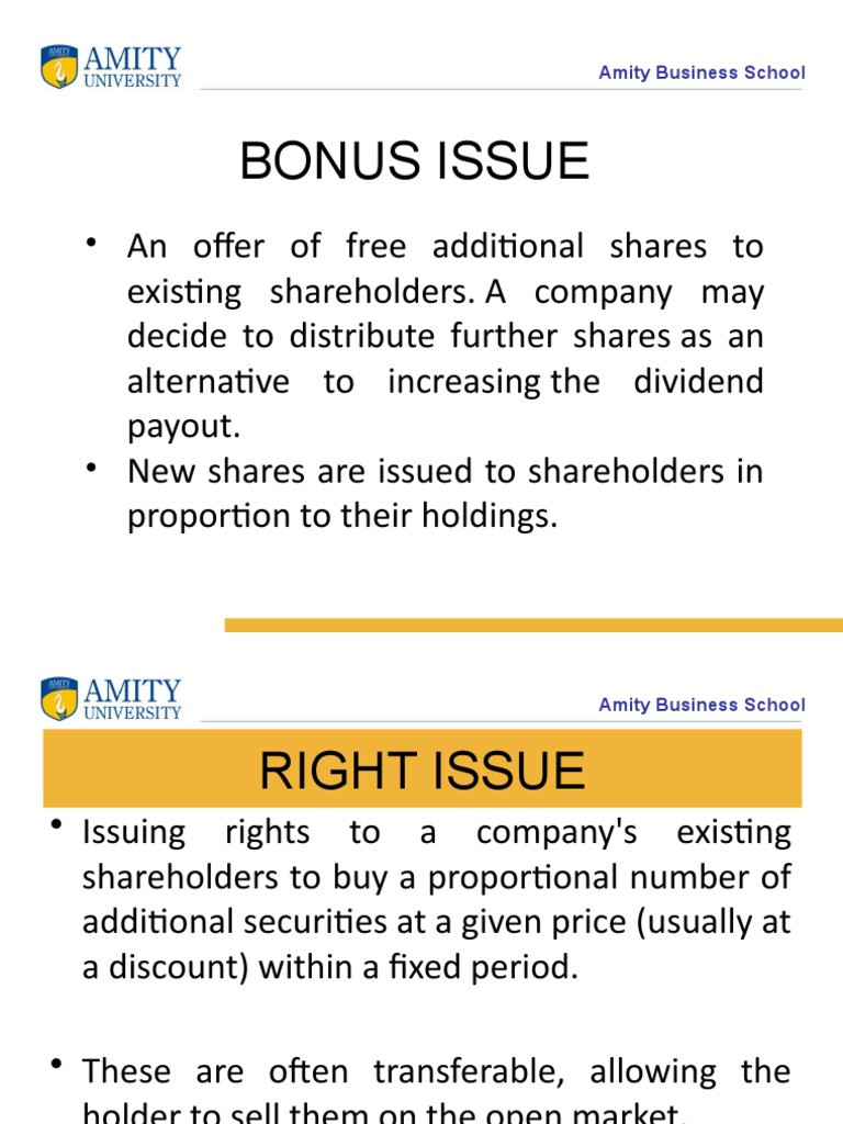 Amity Business School Share Issuance Types | PDF