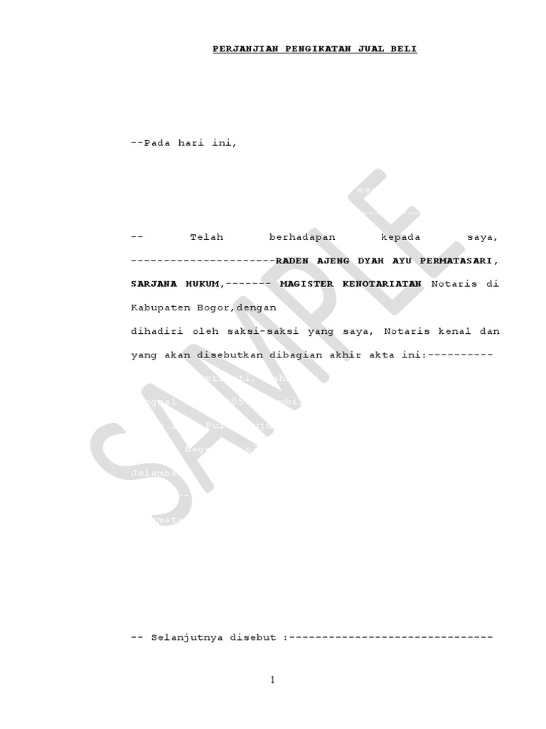 Contoh PPJB Jual Beli Tanah | PDF