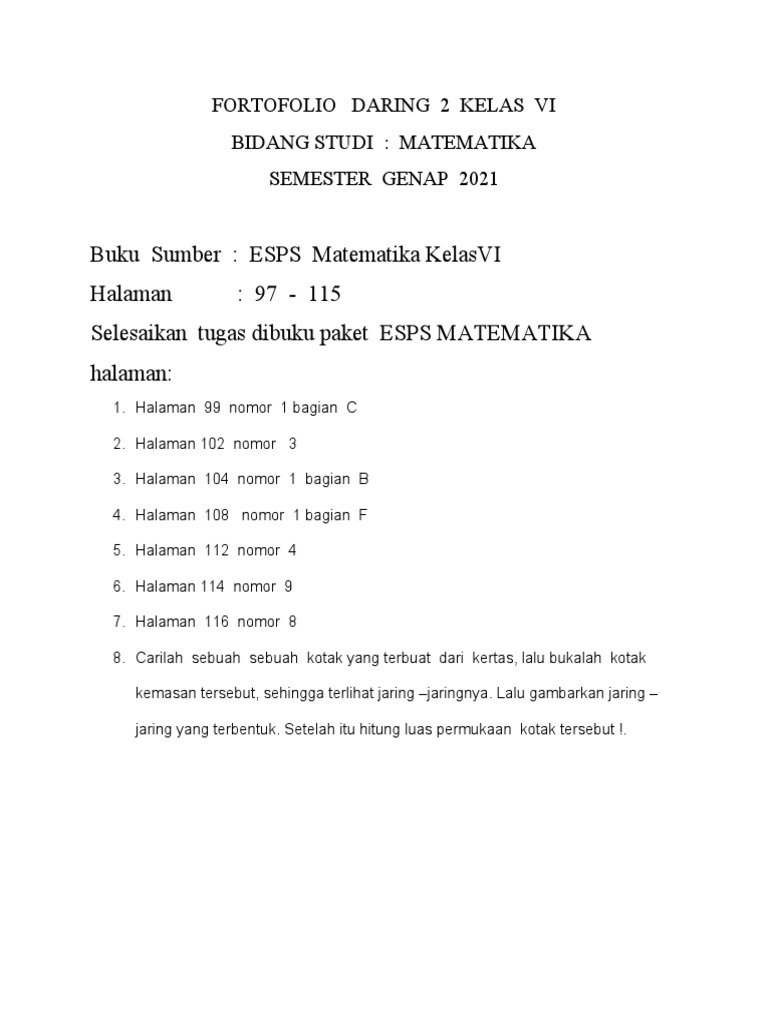 Tugas Portofolio MTK 2 | PDF | Metode & Bahan Ajar | Griya & Taman