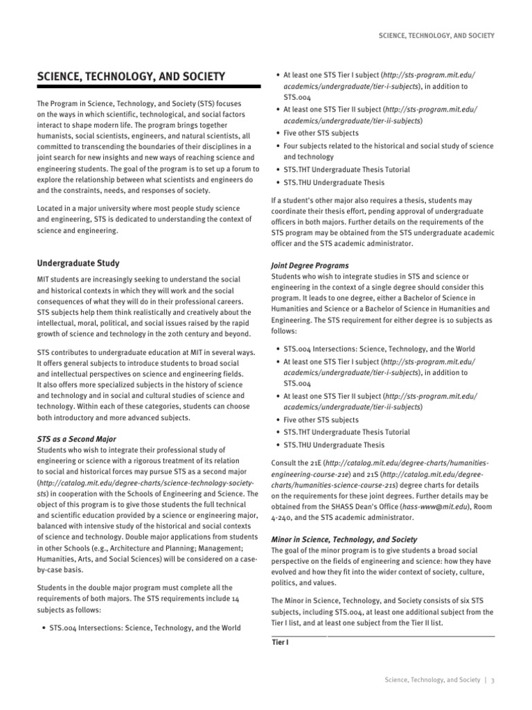 MIT's STS Program Overview | PDF | Science | Undergraduate Education