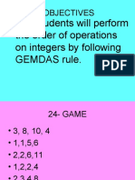 The Students Will Perform The Order of Operations On Integers by Following GEMDAS Rule