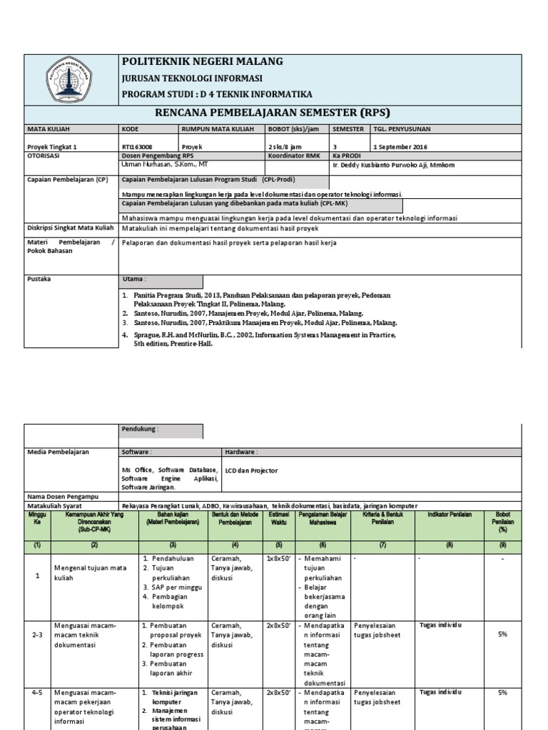 Contoh RPS Berbasis OBE Teknik Informatika | PDF | Komputer