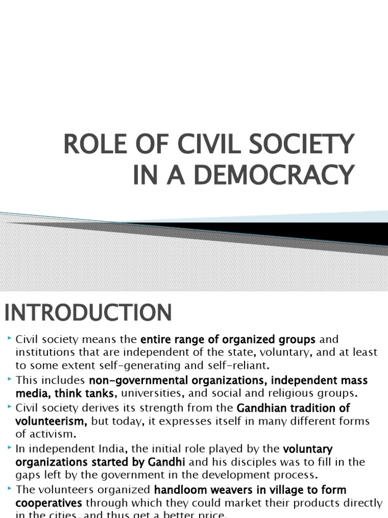 Role of Civil Society in A Democracy | PDF | Civil Society | Democracy
