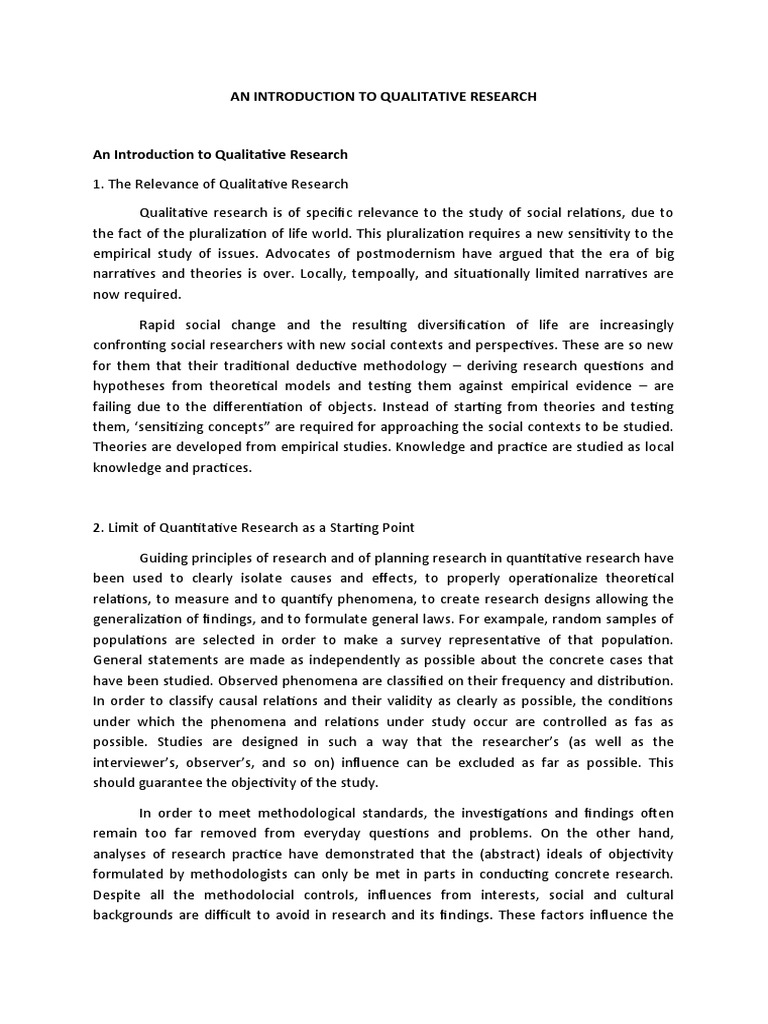 An Introduction To Qualitative Research | PDF | Empirical Research ...