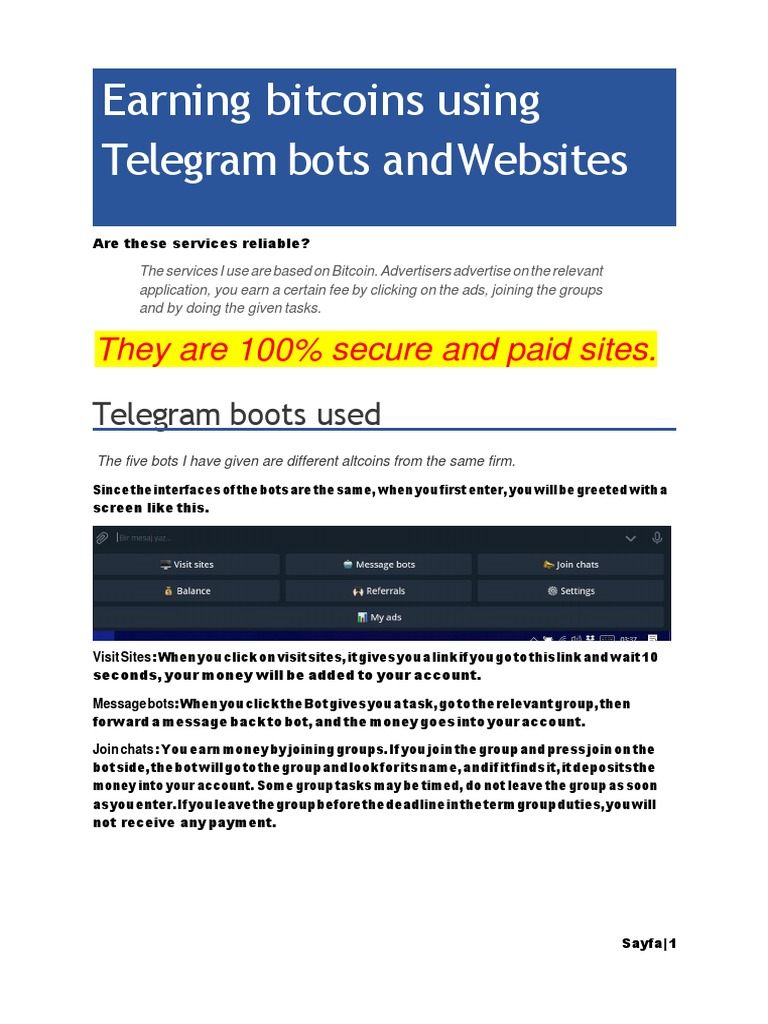 Withdrawing Bitcoin from Telegram Bots | PDF | Internet Bot | Bitcoin