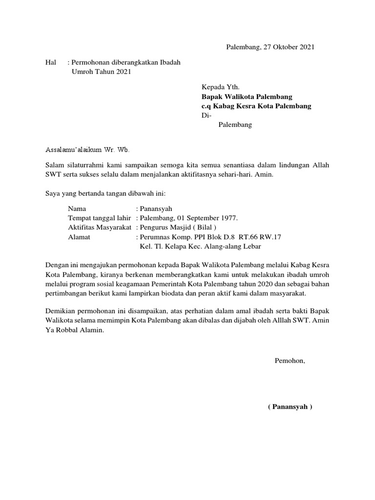 Surat Permohonan Umroh | PDF