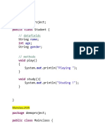 Demoproject Student (: Student - Java Package Public Class