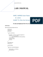 Lab 1 Manual: NAME: HAMMAD Azam Raees ID: 13542 SUBMIT TO: Miss Hira Farman