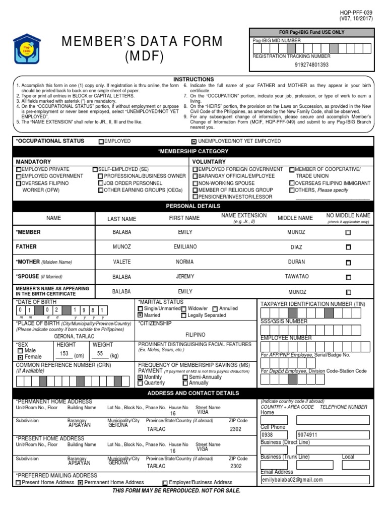 Member'S Data Form (MDF) : Membership Category | PDF | Policy | Economies