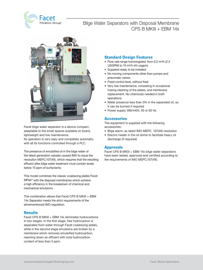Facet Filtration Group Bws Cps B Mkiiiebm14x PDF Emulsion Chemistry