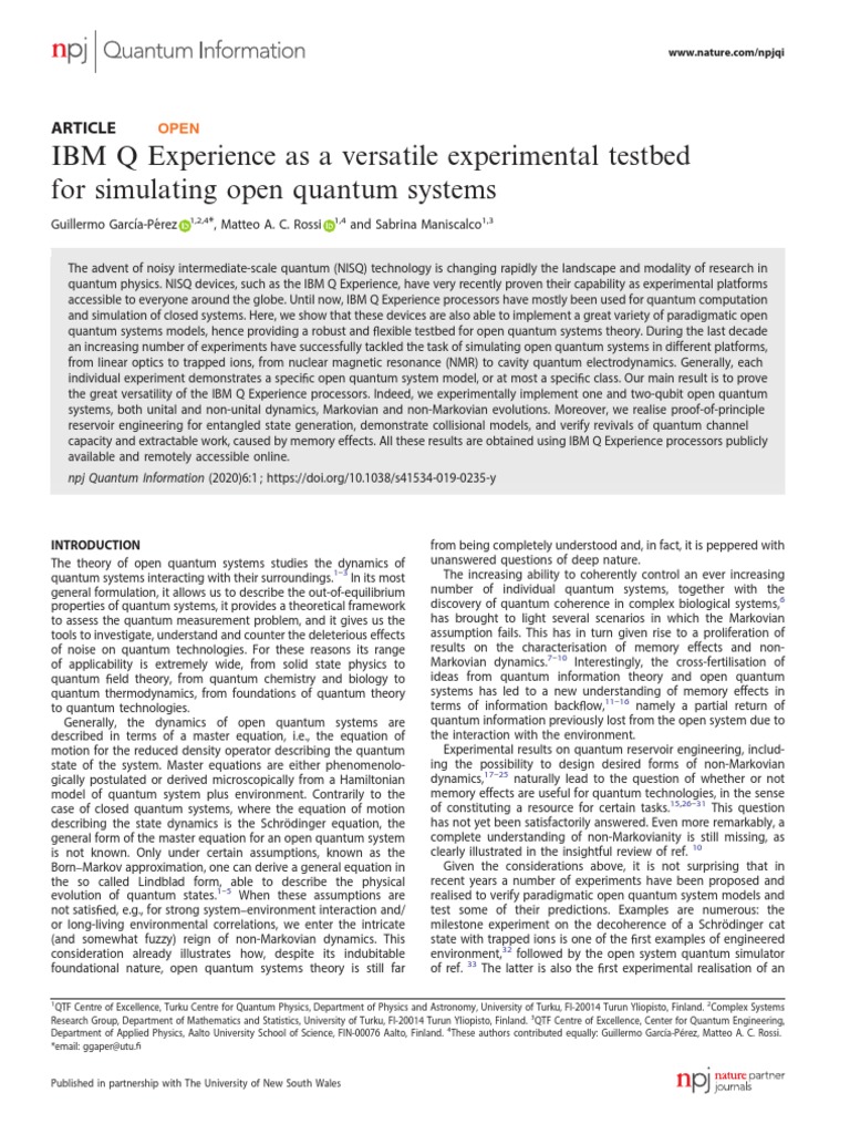 Open Quantum System Dynamics - S41534-019-0235-Y | PDF | Quantum ...