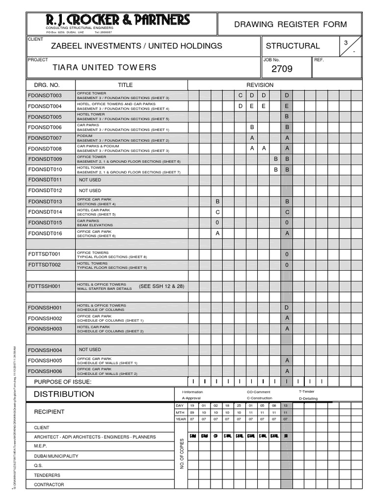 Structural Drawing Register Form | PDF | Basement | Building Engineering