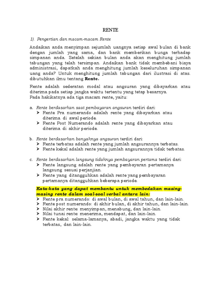 Pengertian dan Jenis-Jenis Rente | PDF