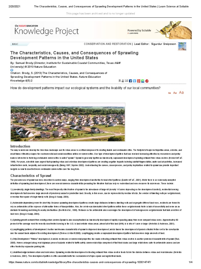 The Characteristics, Causes, and Consequences of Sprawling Development ...