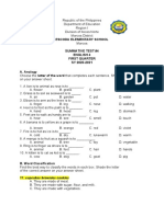 Escoda Elementary Summative Test #4 English 4 1st Quarter SY 2020-2021