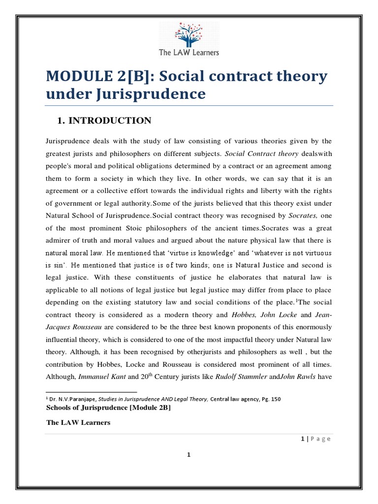 Social Contract Theory in Jurisprudence | PDF | Social Contract ...