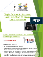 Topic 3 - Intro To Contracts Contd - Intention To Create Legal Relations