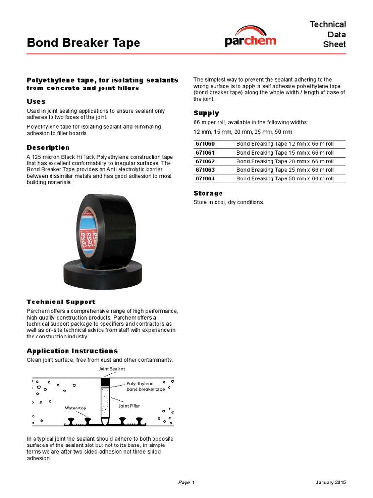 Bond Breaker Tape TDS PDF Adhesion Polyethylene
