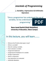 Fundamentals of Programming: Data Types, Variables, Expressions & Arithmetic Operators