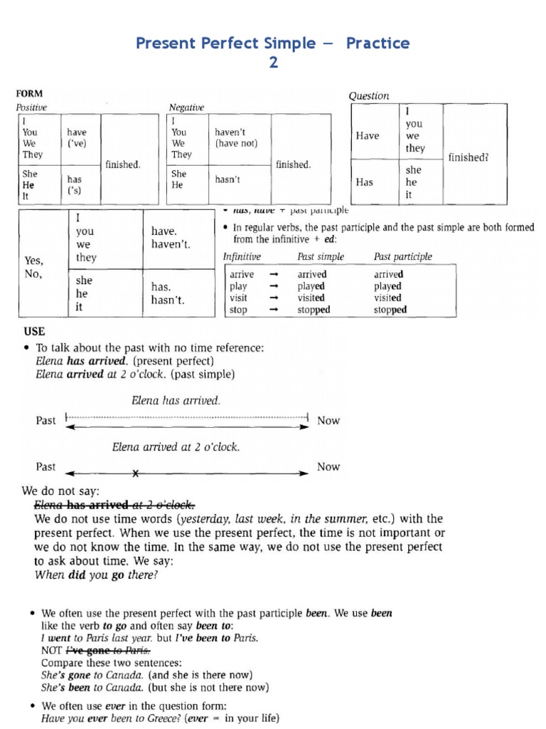 Present Perfect Practice 2 | PDF