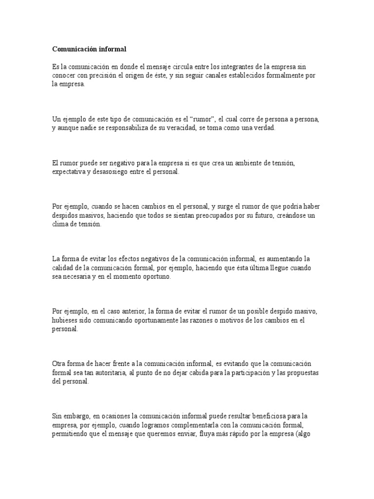 Comunicación Informal y Rumores Empresariales | PDF | La naturaleza humana