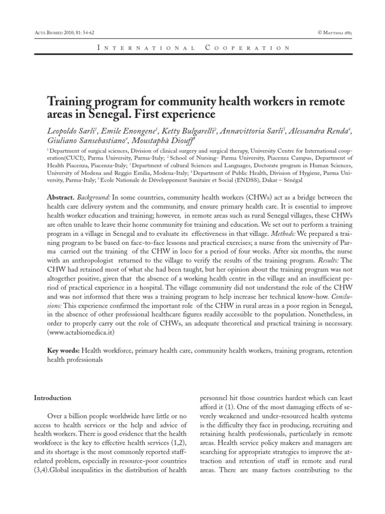 Training Community Health Workers in Senegal | PDF | Health Care ...