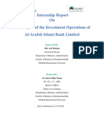 Internship Report On An Analysis of The Investment Operations of Al-Arafah Islami Bank Limited