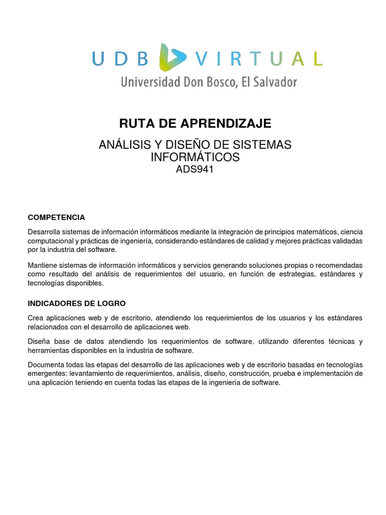 Ruta de Aprendizaje en Sistemas Informáticos | PDF | Caso de uso | Software