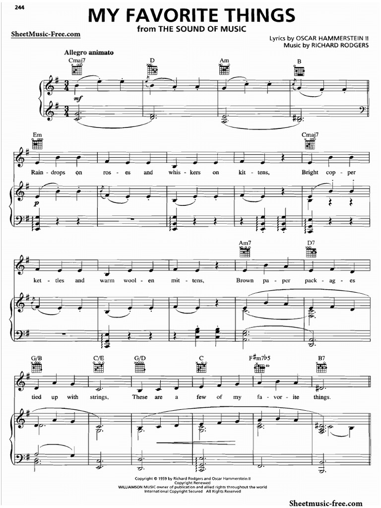 My Favorite Things Sheet Music The Sound of Music (SheetMusic Free ...