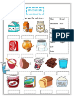 Uncountabl e Nouns: I. Write The Correct Word For Each Picture