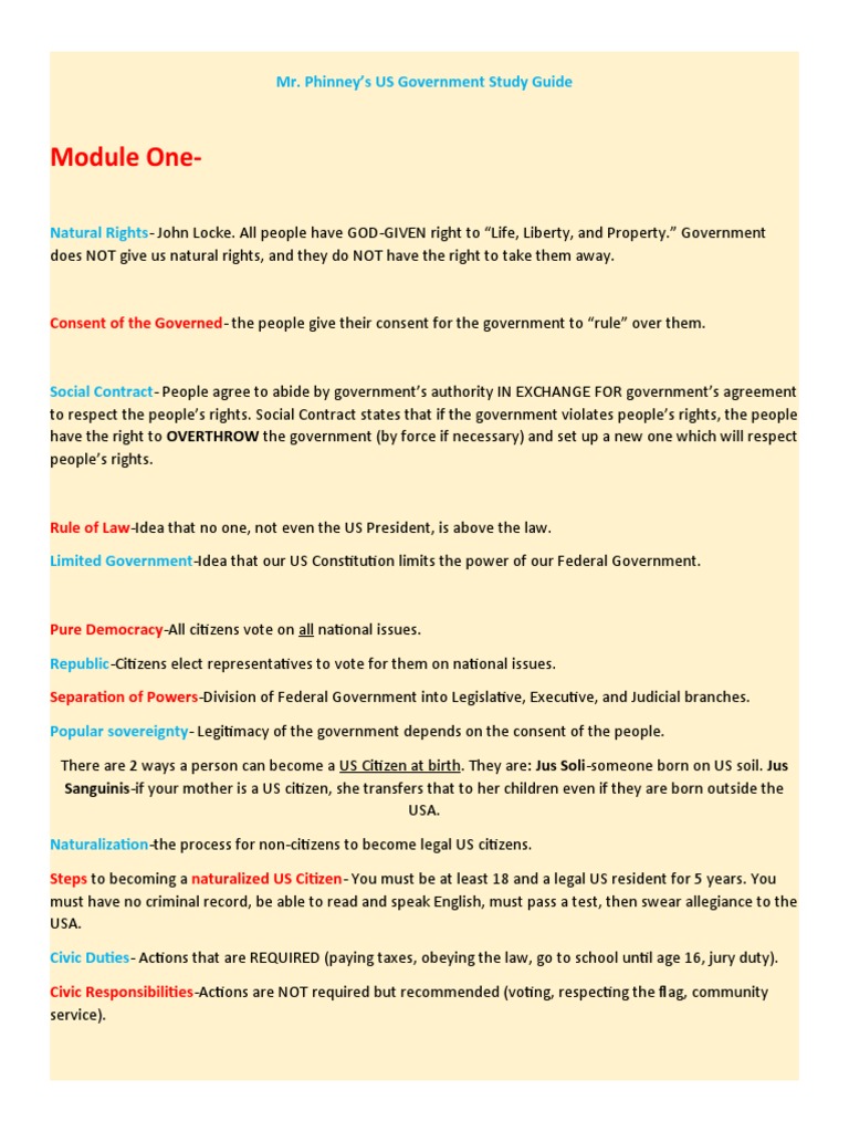 Gov FL Study Guide | PDF | Federal Government Of The United States | U ...