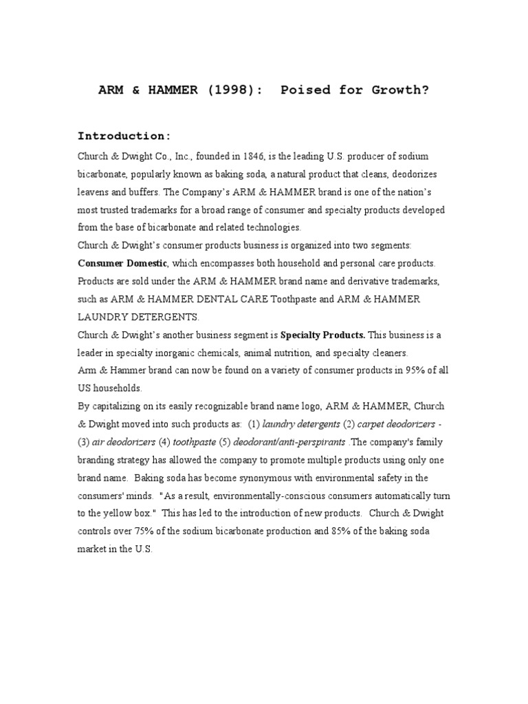 Final Work Advance Strategic PDF Sodium Bicarbonate Brand