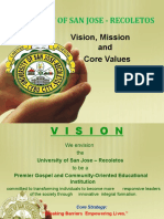 University of San Jose - Recoletos: Vision, Mission and Core Values