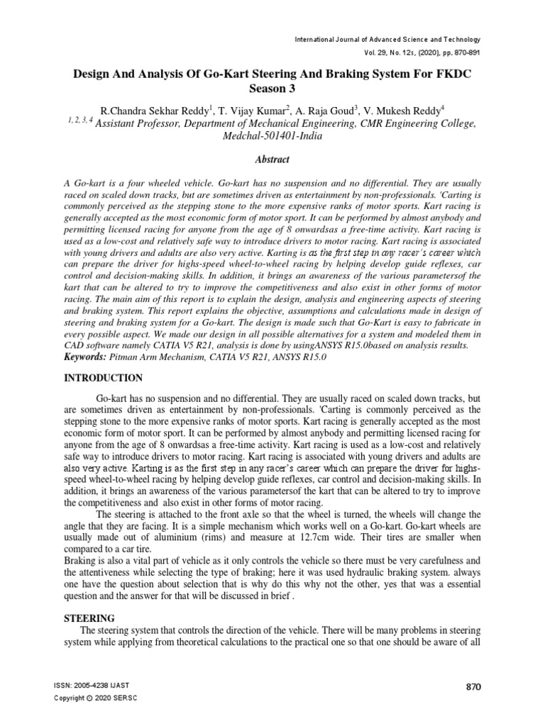 Design and Analysis of Go-Kart Steering and Braking System For FKDC ...