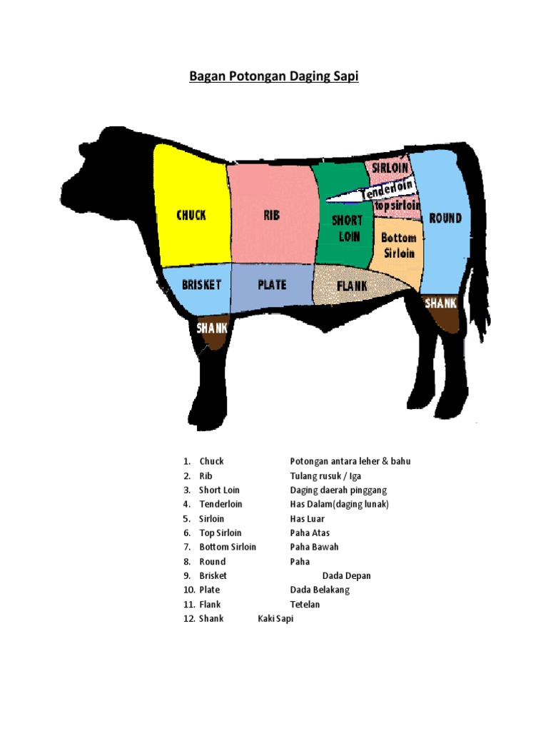 Bagan Potongan Daging Sapi dan Kualitas | PDF | Kajian Bahasa Asing ...