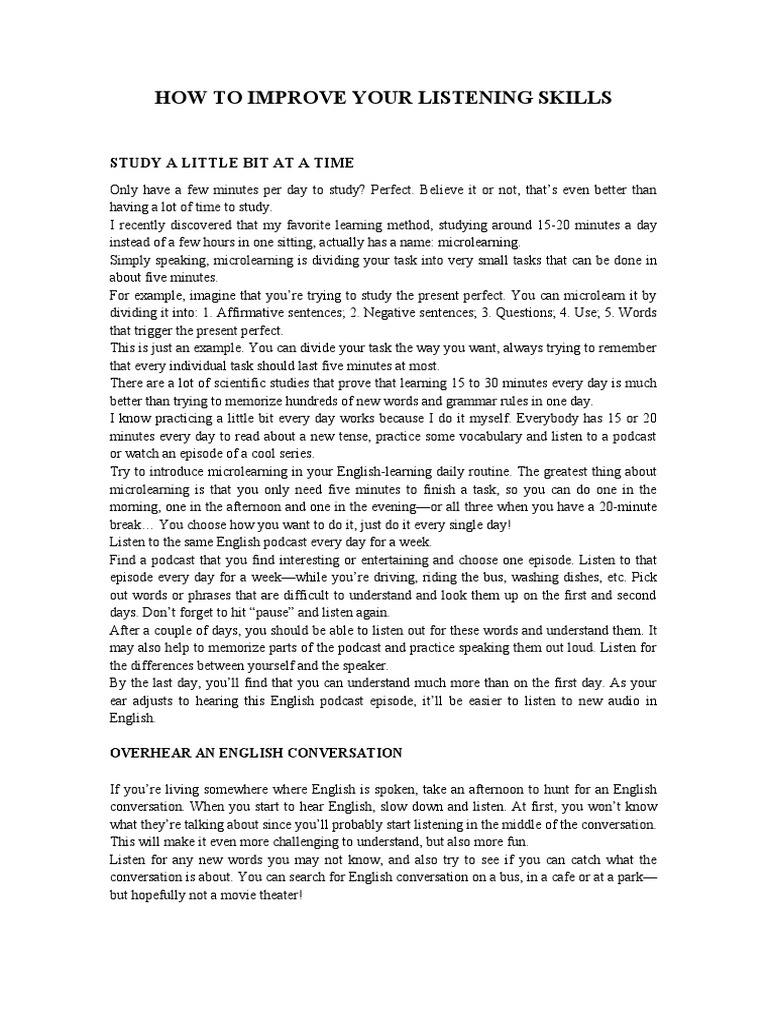 How To Improve Your Listening Skills PDF Accent (Sociolinguistics