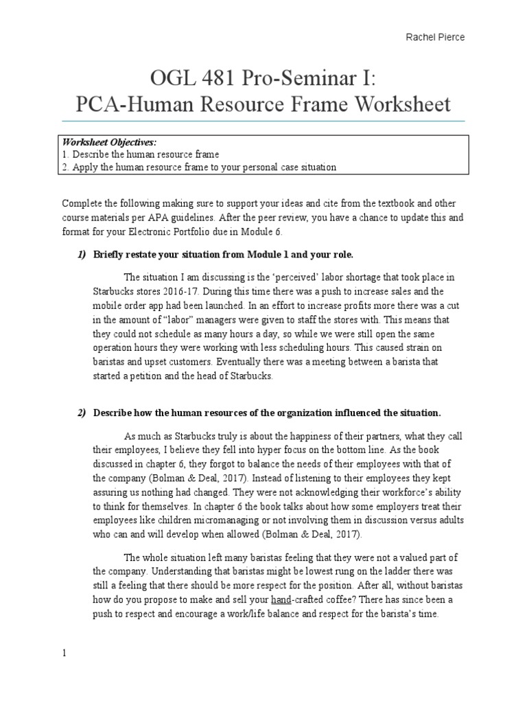 Rachel Pierce 3 HR Frame Worksheet | PDF | Human Resource Management ...