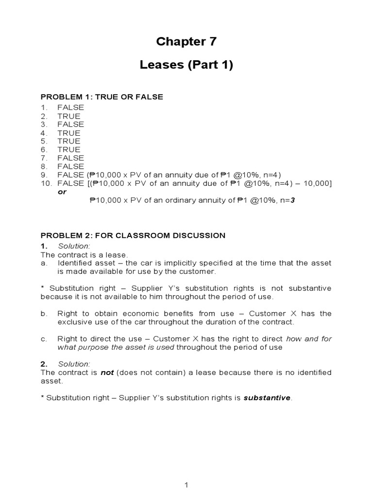 Sol. Man. - Chapter 7 Leases Part 1 | PDF | Amortization (Business) |  Depreciation
