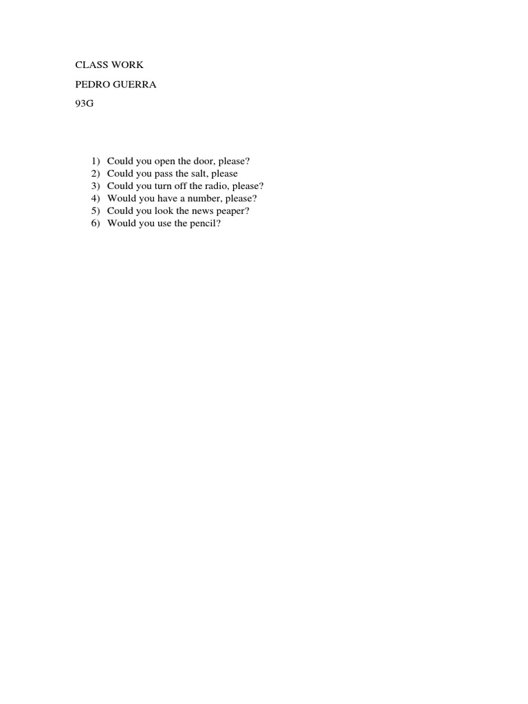 Common Polite Requests in English | PDF