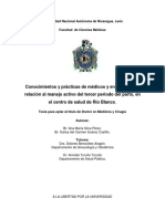 Conocimientos y Prácticas de Médicos y Enfermeras en Relación Al Manejo Activo Del Tercer Periodo Del Parto, en El Centro de Salud de Río Blanco