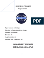 Business Finance: Management Sciences Ciit Islamabad Campus