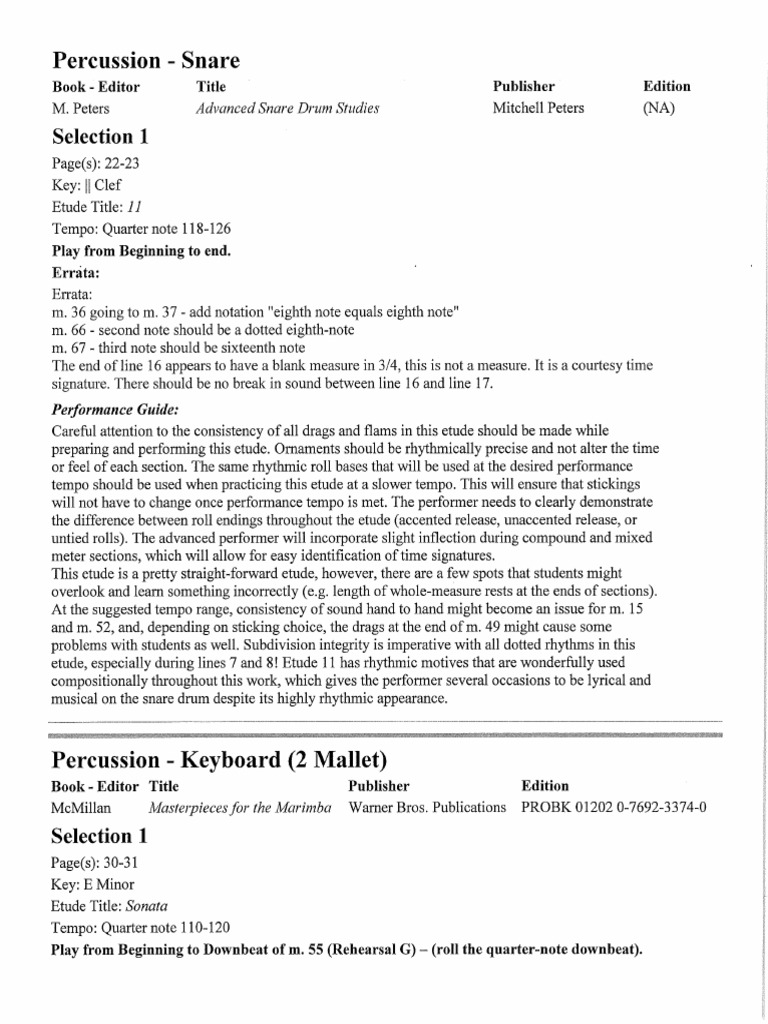 (NA) Selection 1 Percussion Snare Download Free PDF Rhythm Tempo