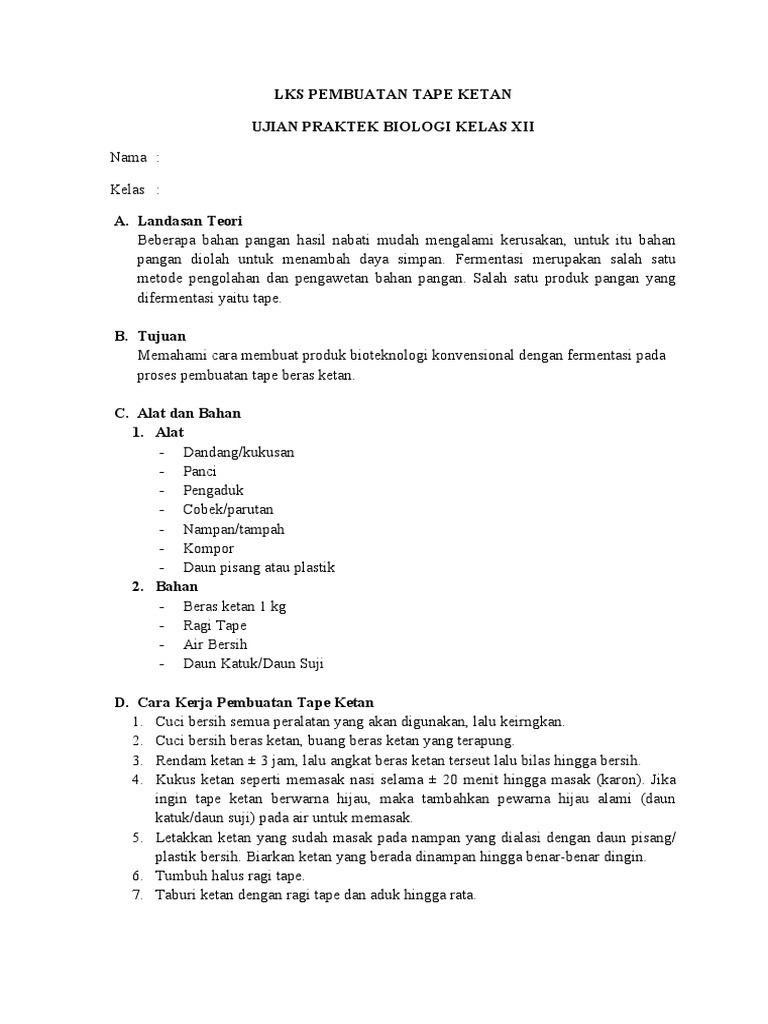 Lks Pembuatan Tape Ketan PDF