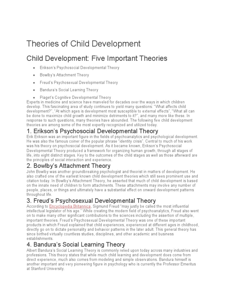 Theories of Education PDF Developmental Psychology Child Development