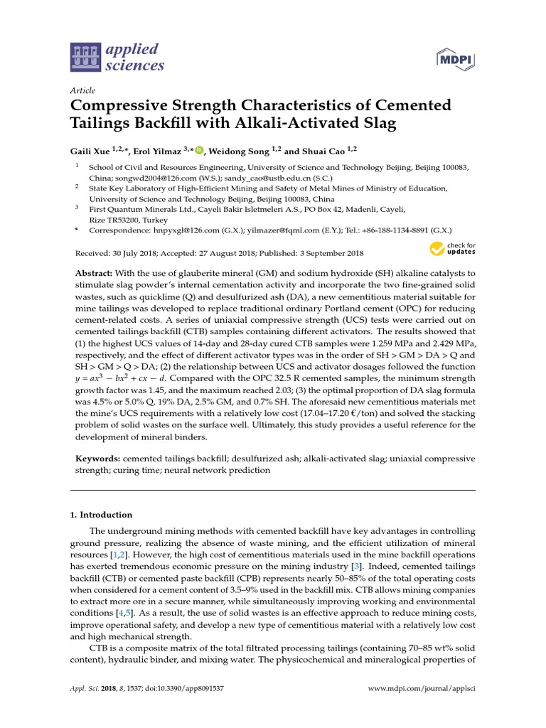Compressive Strength of Alkali-Activated Tailings | PDF | Cement | Concrete