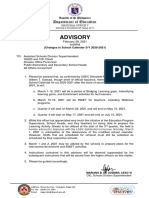 Advisory February 28, 2021 Changes in School Calendar SY 2020-2021