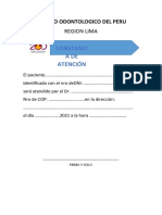 Constancia de atención odontológica en Lima