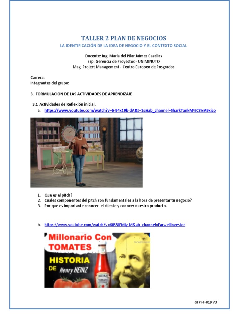Taller 2 Plan de Negocio 2021 | PDF | Crecimiento personal y ...