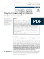 Do Self-Created Metacognitive Prompts Promote Short-And Long-Term Effects in Computer-Based Learning Environments?