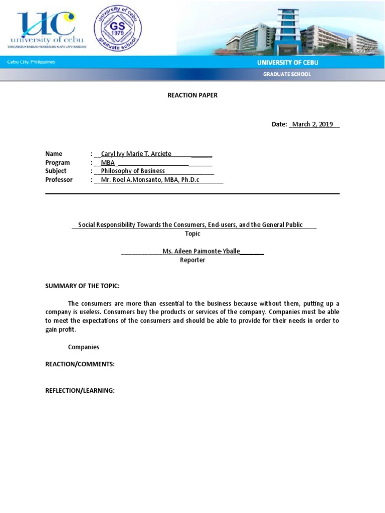 Reaction Paper - 8 | PDF | Career & Growth | Business